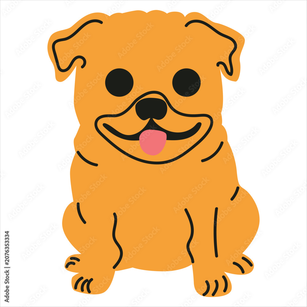 Obraz premium Cute Happy Dog Portrait Flat Cartoon Illustration