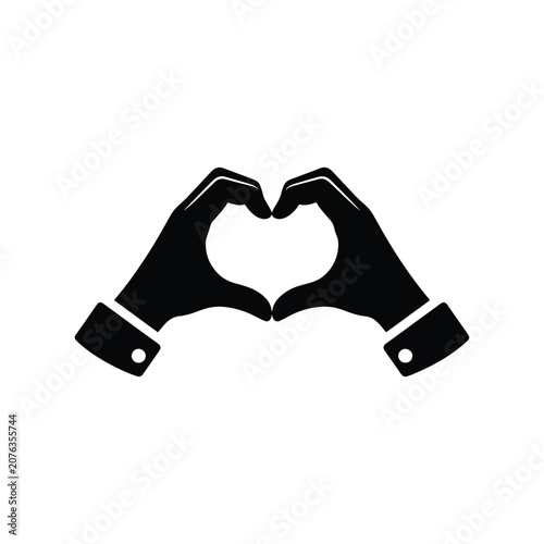 Heart Hand Gesture Solid Silhouette Icon Design Collection