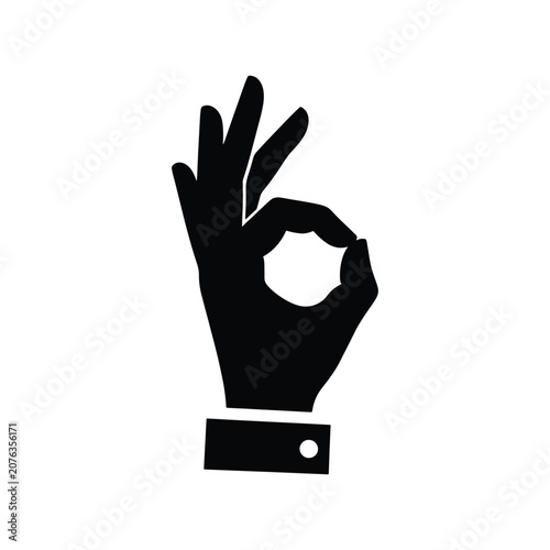 OK Hand Gesture Solid Silhouette Icon Design Collection