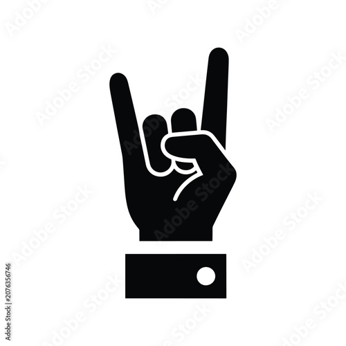Rock On Hand Gesture Solid Silhouette Icon Design Collection