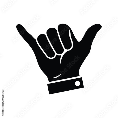 Shaka Hand Gesture Solid Silhouette Icon Design Collection