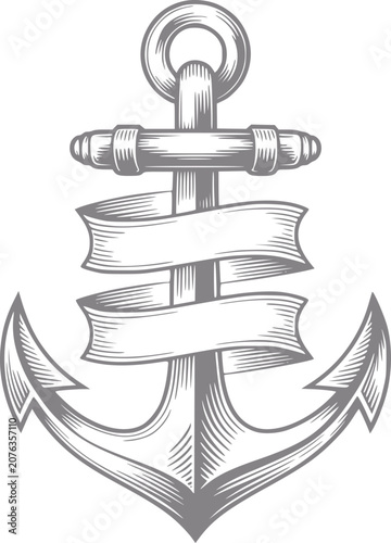 Vintage anchor with ribbon banner