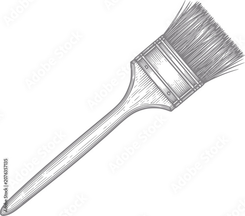 Vintage engraved paintbrush on white background