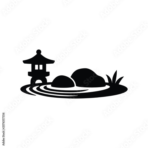Zen Garden Solid Silhouette Icon Design Collection