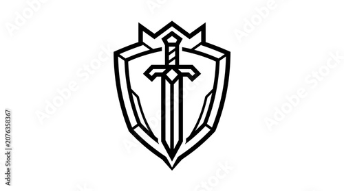 A shield with a sword icon.