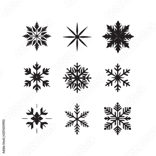 Quadro em tela bstract Snowflake Variations (3x3 Grid)