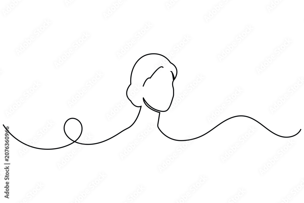 Obraz premium Woman face continuous one line art drawing for minimalist beauty logo vector illustration