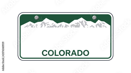Green and white Colorado license plate vector graphic illustration design
