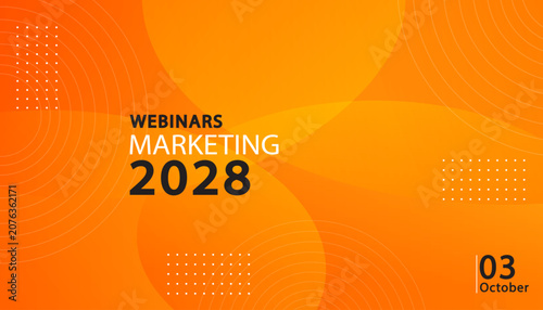 Quadro su tela Broadcast digital business events with an energetic orange fluid wave marketing webinar background
