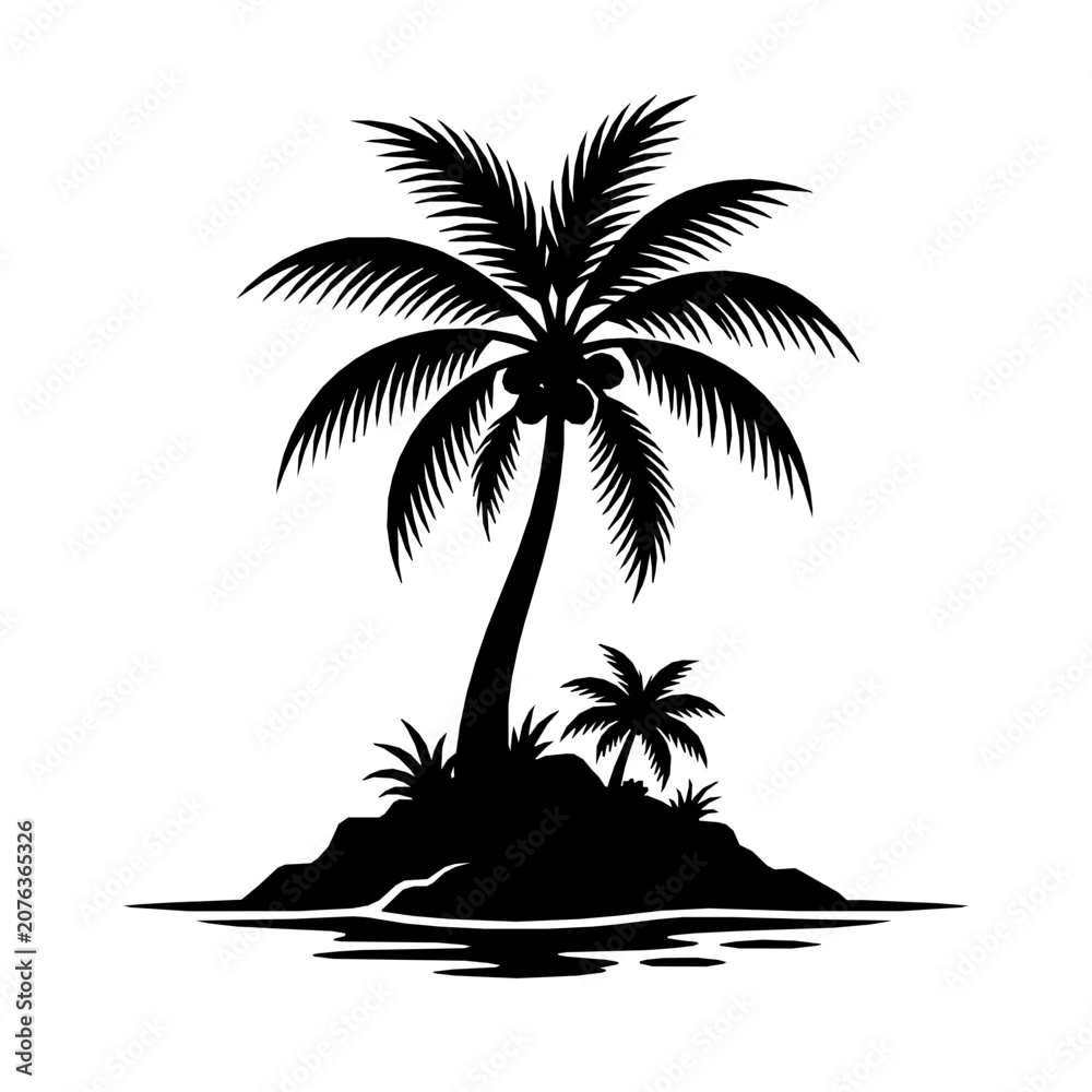 Fototapeta premium Tropical island with palm tree