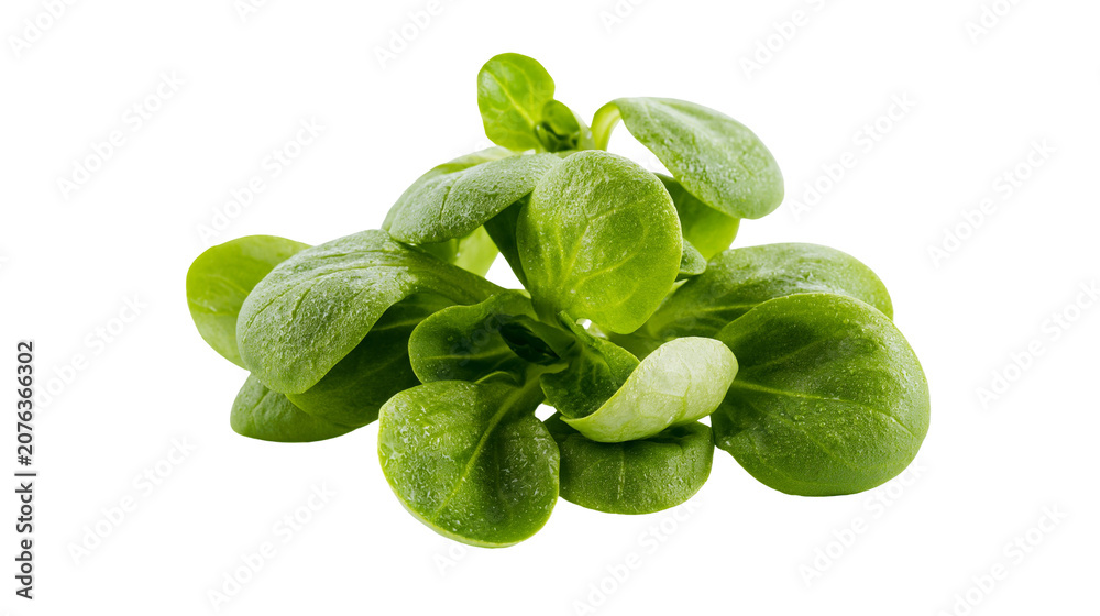 Fototapeta premium Fresh green lamb s lettuce leaves cluster