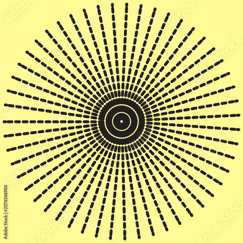 Minimal Line Art Sun Rays with Vintage Sunburst Design. Celestial Tattoo Style. Boho Abstract Vector Illustration Sunburst Line Art with Radiating Sun Rays. Minimal Celestial Tattoo Design. 