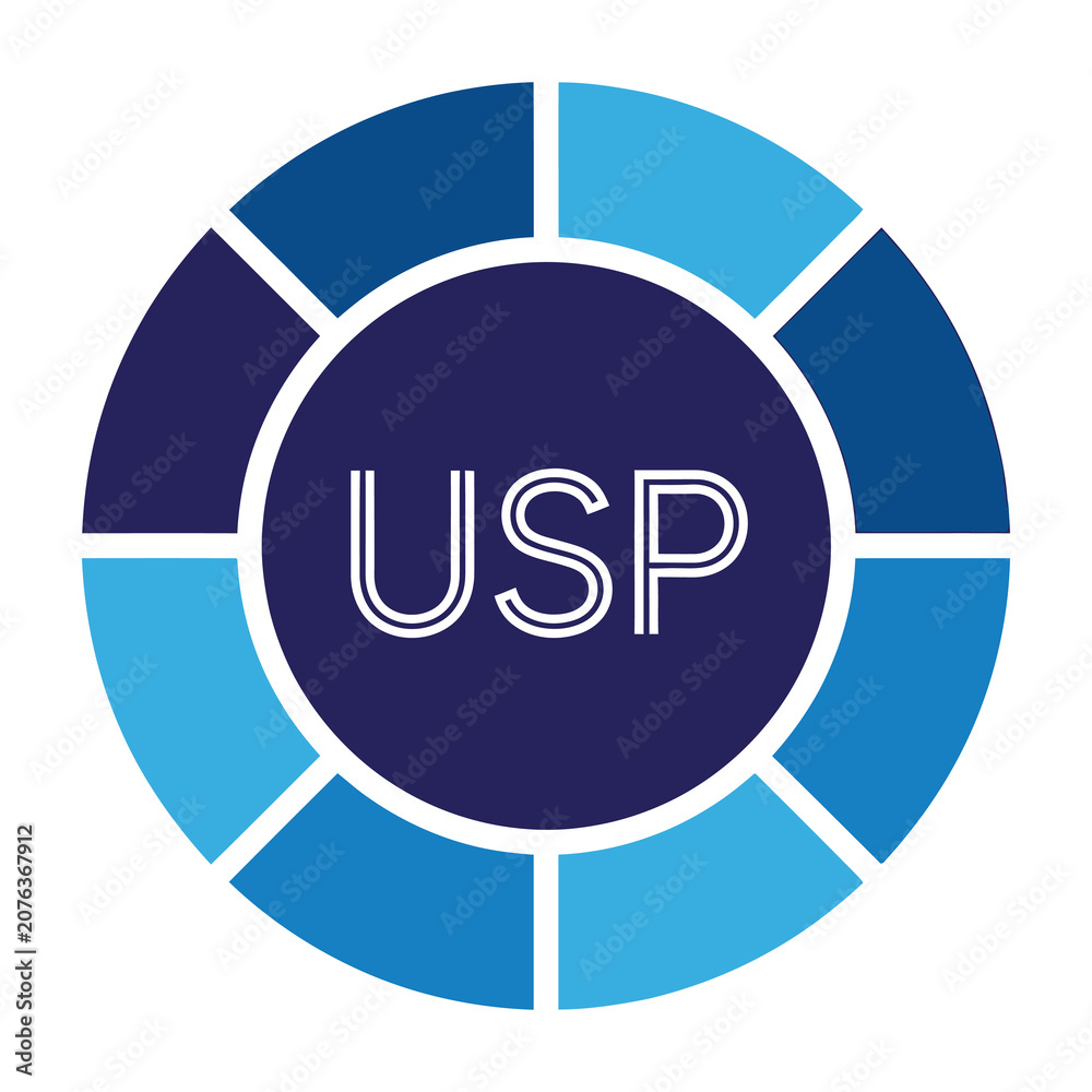Fototapeta premium USP logo with blue circle and white text on navy background