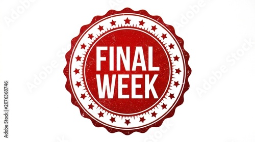 Red final week stamp badge with stars and decorative border