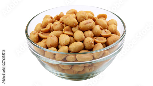 Roasted peanuts in a glass bowl