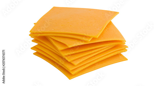 Konstfotografi Stack of square orange cheddar cheese slices