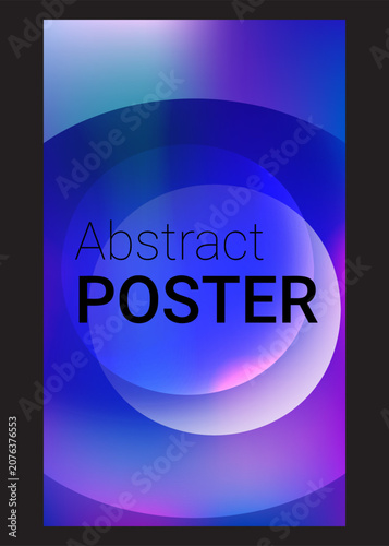 Abstract poster design with blurred circular gradient elements in vivid purple and blue tones