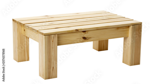 Fotografía Simple wooden slatted bench with sturdy legs