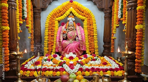 Intricate decorative hindu goddess idol statue