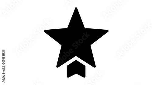 Bold patriotic star badge vector icon in minimalist black silhouette, clean geometric lines, simple award emblem for ranking, honor, celebration, branding, labels, stickers, and graphic design uses