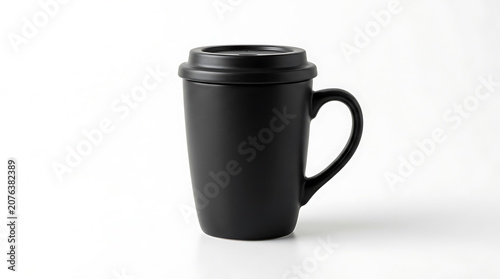 Black Ceramic Mug with Lid on White Background black mug 3
