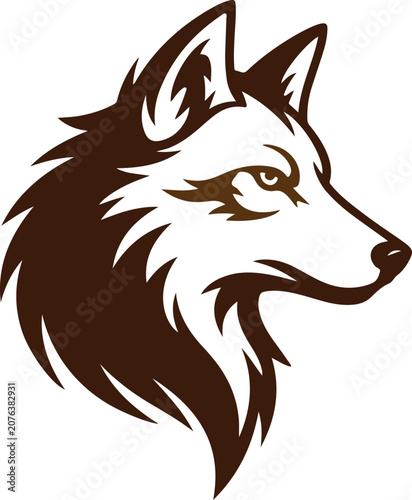 Wolf Head Silhouette Logo Vector Illustration in Tribal Style