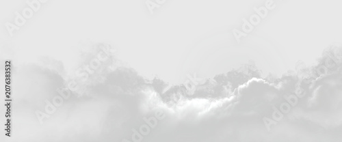 Schilderij op canvas White clouds drifting on a clear sky in the daytime above a peaceful landscape w