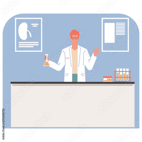 Medical laboratory scientist conducting research with clinical diagnostic equipment vector