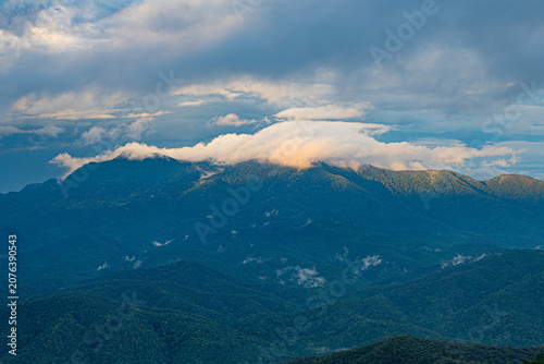 Clouds and mist on the mountains.