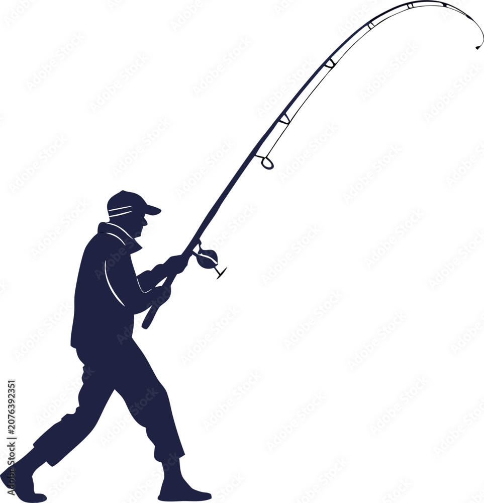 Obraz premium fishing rod vector silhouette on white background 