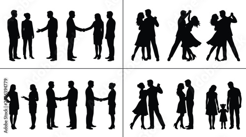 Canvastavla People Interaction Silhouette Collection Featuring Business Meetings Handshakes
