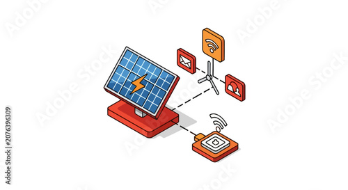 Solar panel connected to smart communication network