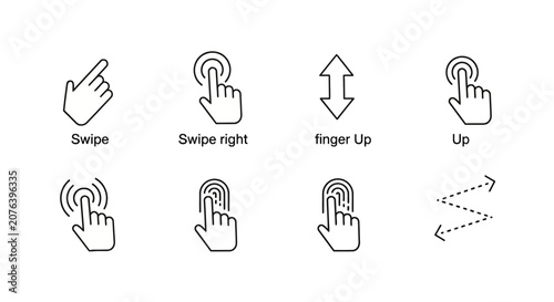 Touchscreen hand gesture icons for interface design