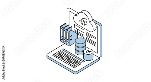 Cloud computing and data storage isometric concept