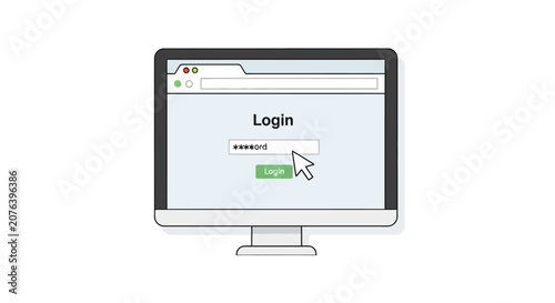 Computer monitor displaying secure website login interface