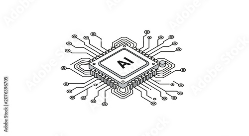 Artificial intelligence microchip with circuit board traces