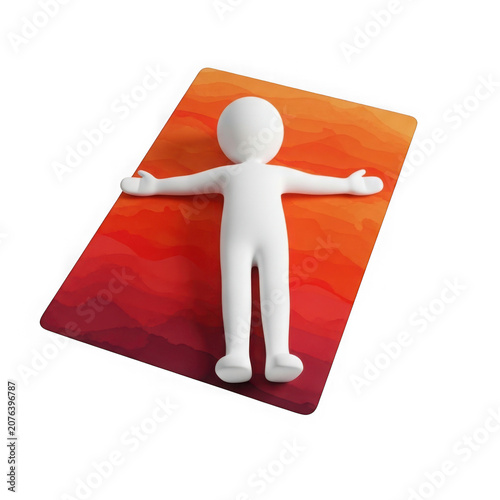 Simple 3D Figure Standing With Arms Outstretched On Gradient Colored Surface transparent background