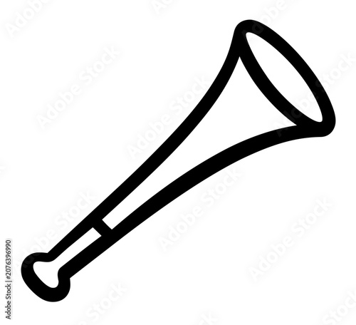 Minimal clean flat vector line icon showing a vuvuzela, useful for sports broadcasts, fan zones, match promos, and festive crowd design.
