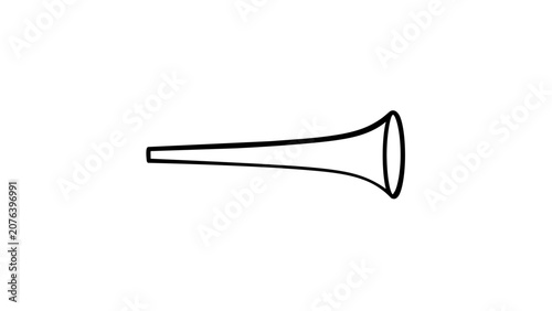 Clean flat vector line icon of a vuvuzela horn, ideal for soccer fan graphics, stadium signage, sports events, and cheering concepts.
