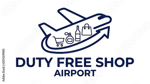 Duty Free Shop Sign at Airport Terminal.