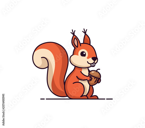 Cute cartoon squirrel with acorn