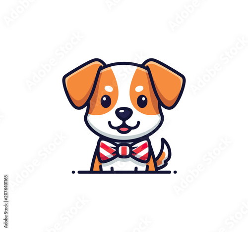 Cute dog with bow tie illustration