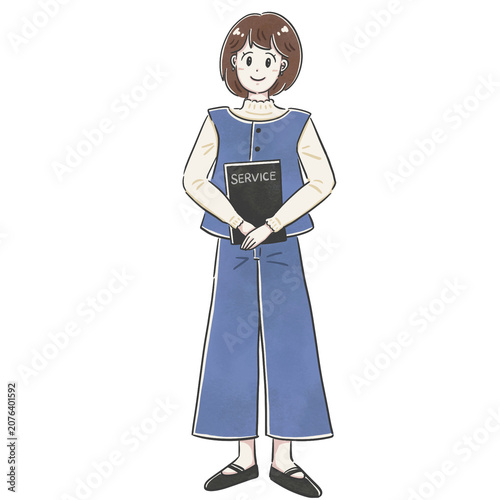 サービスを紹介する女性　全身