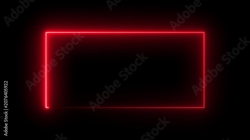 Glowing red neon rectangular frame border with smooth animated light effect on black background