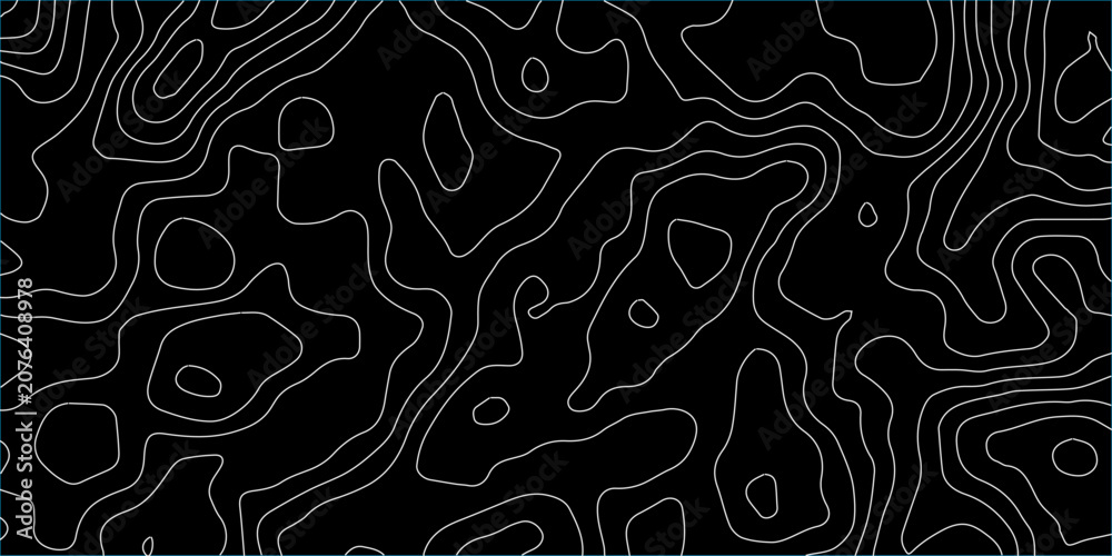 Fototapeta premium Abstract topographic map lines creating a visually intriguing, minimalist pattern on a dark background.