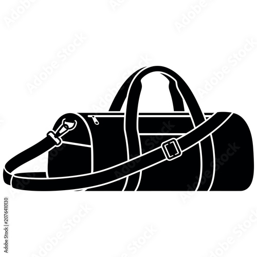 Black duffel bag with strap during studio lighting with clean background for active lifestyle concept