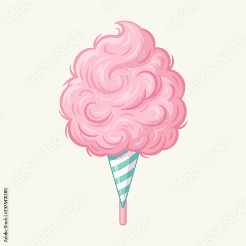 Tableau sur toile A fluffy pink cotton candy treat on a striped paper cone stick