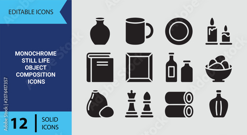 Foto Monochrome Still Life Object Composition Icons for Creative Artistic Fine Art an