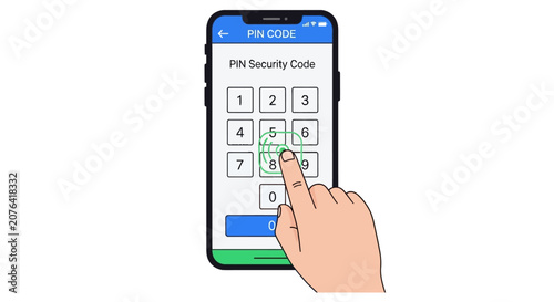 Принти на полотні Person entering pin code on smartphone security screen