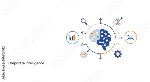 Corporate intelligence brain icon for strategic data analysis.